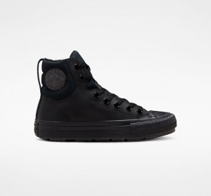 Converse Chuck Taylor All Star Berkshire Boot Leder Schwarz Schwarz Grau | 2364-YWODV