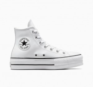 Converse Chuck Taylor All Star Lift Plattform Leder Weiß Schwarz Weiß | 8279-HRIOP