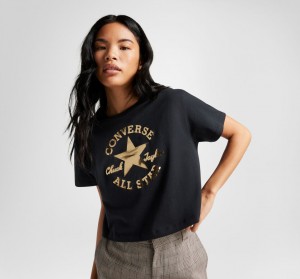 Converse Chuck Taylor Patch Cropped T-Shirt Schwarz | 7295-SVBQK
