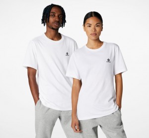 Converse Converse Go-To Embroidered Star Chevron Standard-Fit T-Shirt Weiß | 4086-IHPVQ