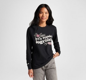 Converse Let's Wander Together Long Sleeve T-Shirt Schwarz | 3245-EQCWG