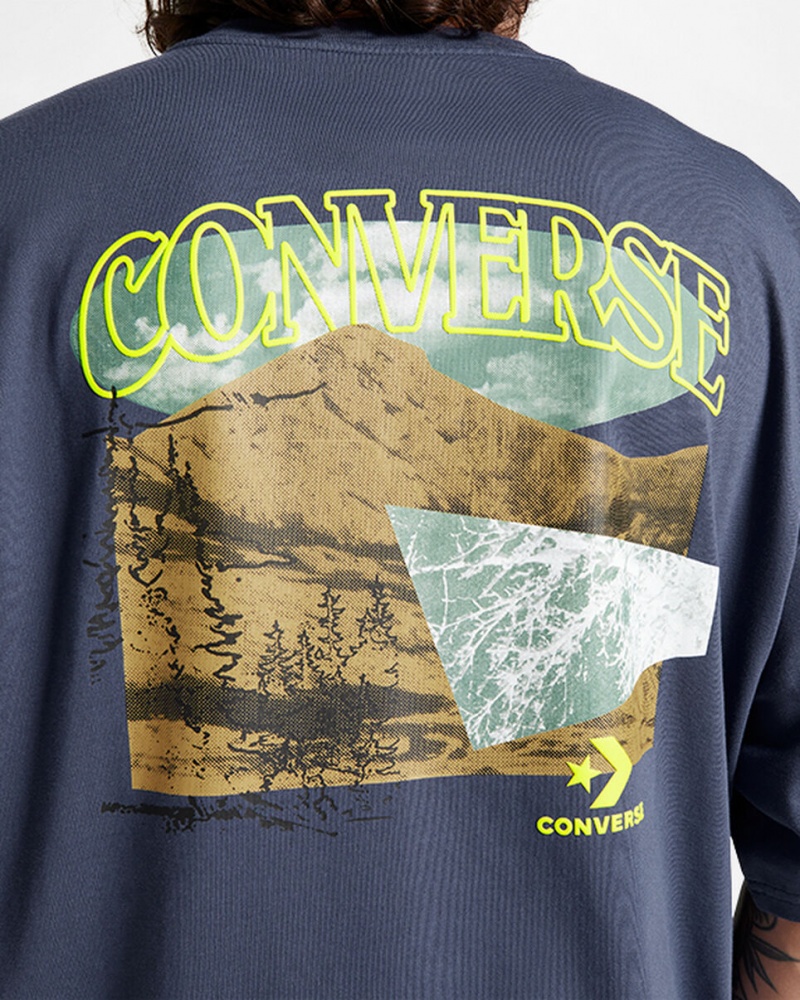 Converse All Star Mountain Remix T-Shirt Blau | 2317-YGJCD