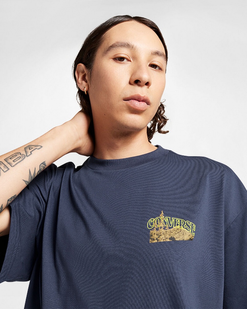 Converse All Star Mountain Remix T-Shirt Blau | 2317-YGJCD