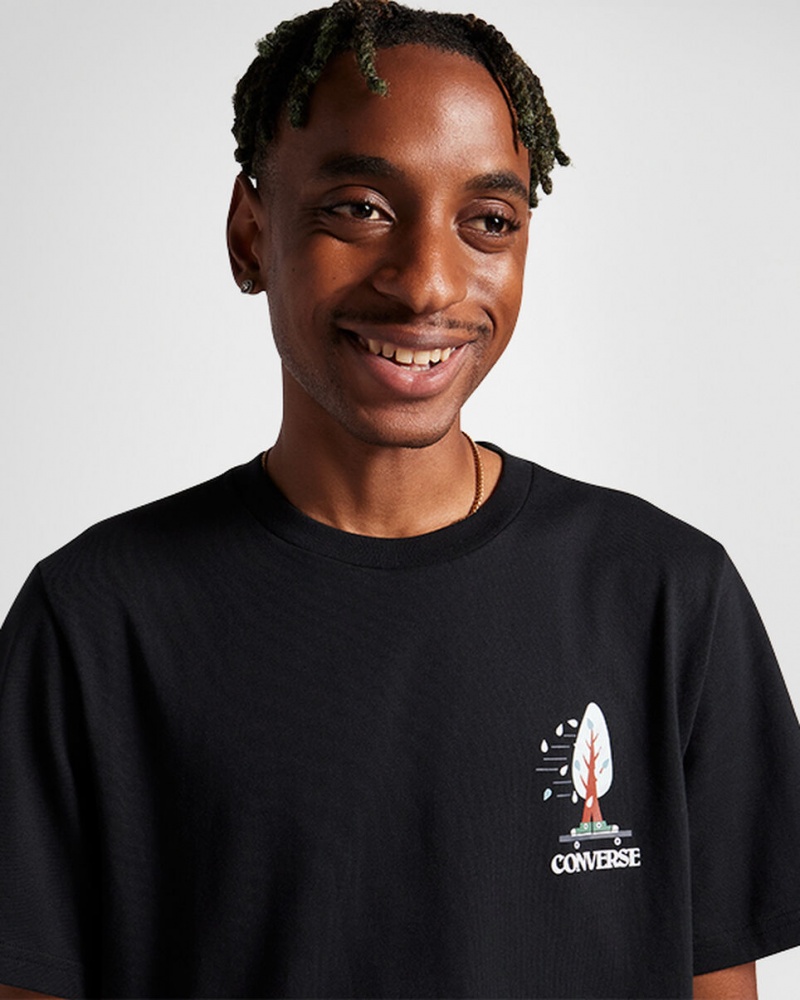 Converse All Star Tree T-shirt Schwarz | 7492-BSQJK