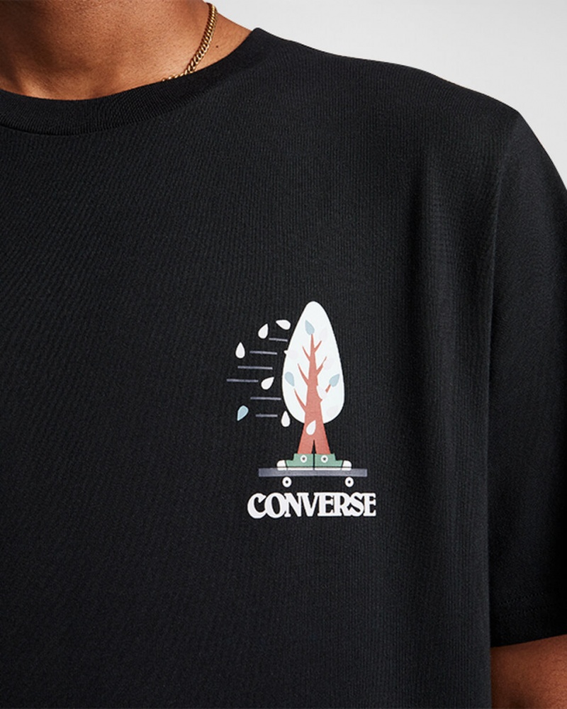 Converse All Star Tree T-shirt Schwarz | 7492-BSQJK