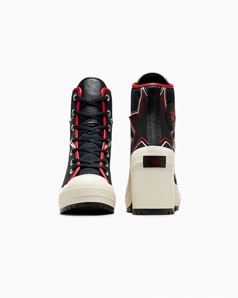 Converse Chuck 70 De Luxe Heel Moto Schwarz Rot | 9152-DGRKN