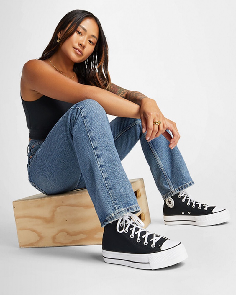 Converse Chuck Taylor All Star Lift Plattform Schwarz Weiß Weiß | 8320-MAGWL