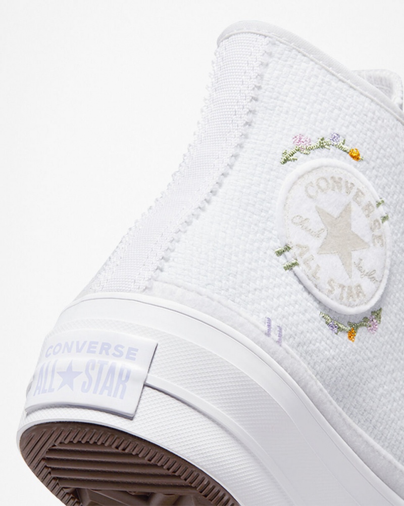 Converse Chuck Taylor All Star Lift Plattform Autumn Embroidery Weiß | 7203-HSFIB
