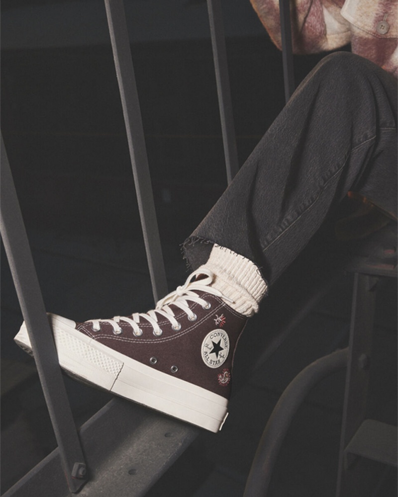 Converse Chuck Taylor All Star Lift Plattform Crafted Evolution Braun Rosa | 4056-UWEZH
