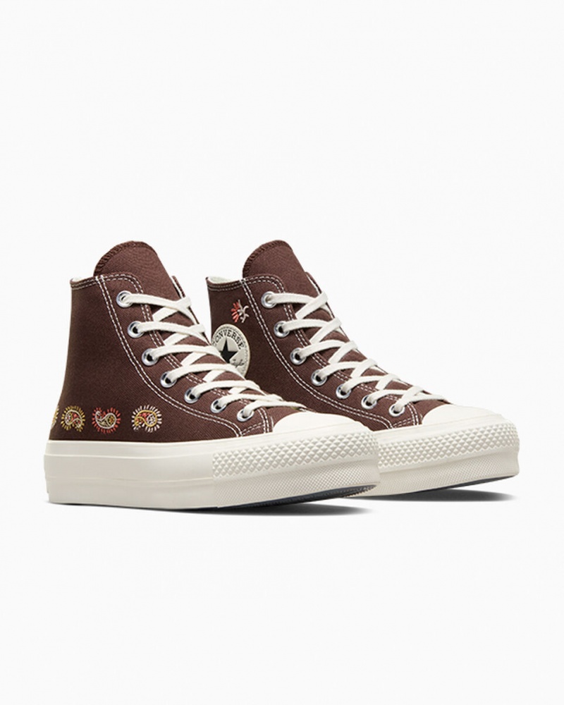 Converse Chuck Taylor All Star Lift Plattform Crafted Evolution Braun Rosa | 4056-UWEZH
