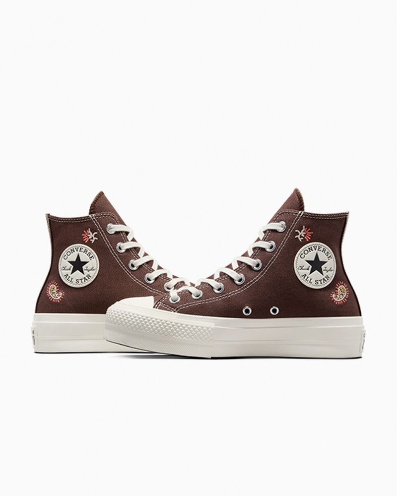 Converse Chuck Taylor All Star Lift Plattform Crafted Evolution Braun Rosa | 4056-UWEZH