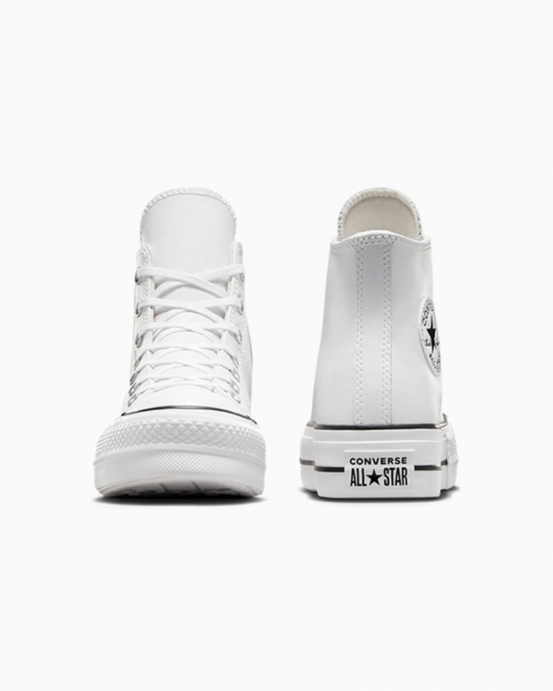 Converse Chuck Taylor All Star Lift Plattform Leder Weiß Schwarz Weiß | 8279-HRIOP