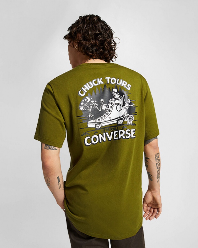 Converse Chuck Tours Graphic T-Shirt Grün | 6278-JZRSK
