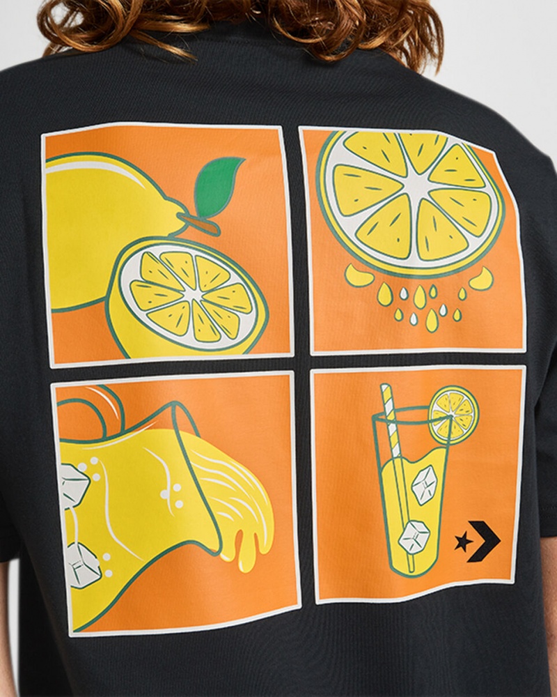 Converse How-To Lemonade T-Shirt Schwarz | 4930-ZGJPR