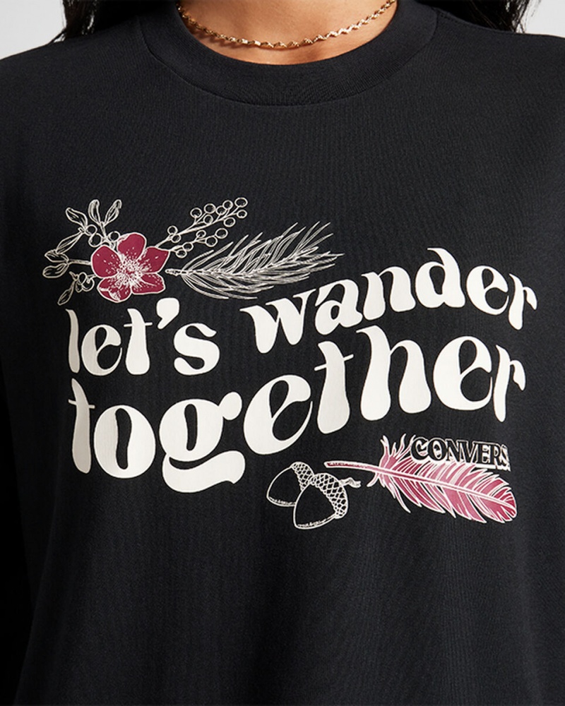 Converse Let's Wander Together Long Sleeve T-Shirt Schwarz | 3245-EQCWG