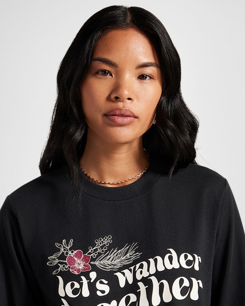 Converse Let's Wander Together Long Sleeve T-Shirt Schwarz | 3245-EQCWG