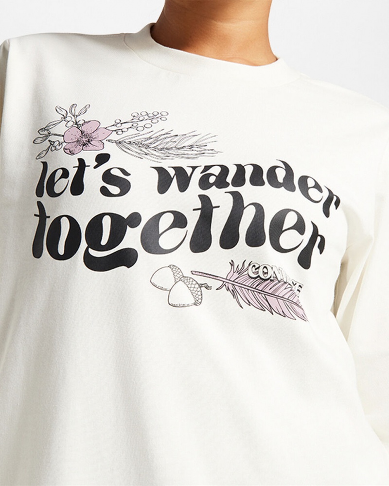 Converse Let's Wander Together Long Sleeve T-Shirt Egret | 5647-ROLDF
