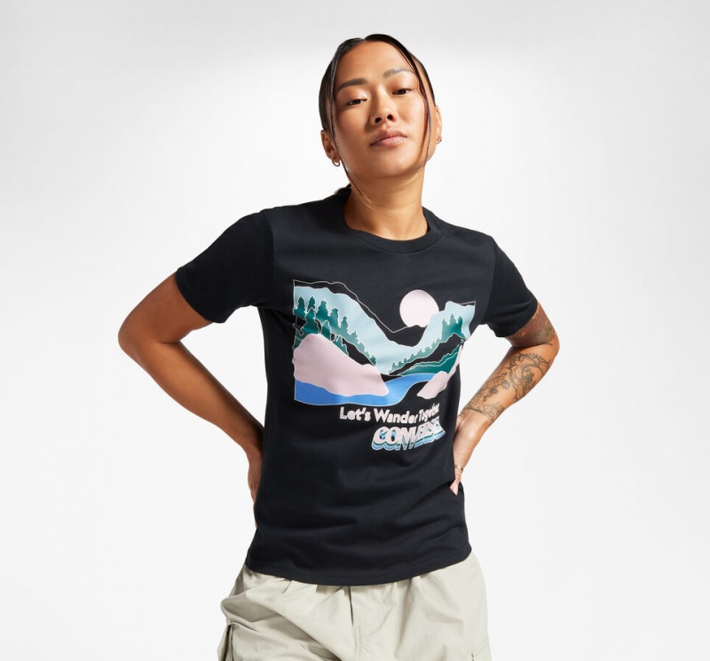 Converse Outdoor Art T-Shirt Schwarz | 1748-ECIOJ