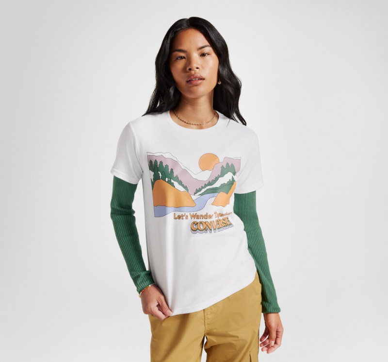 Converse Outdoor Art T-Shirt Weiß | 9362-KZWDE