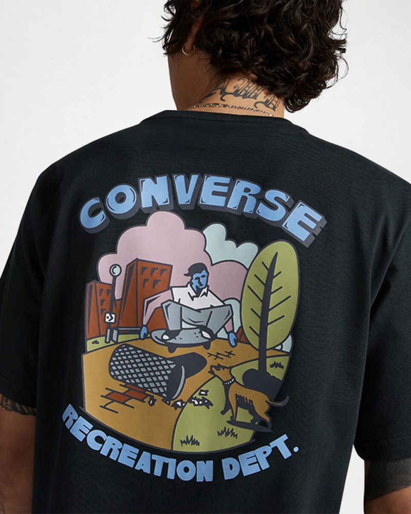Converse Recreation Department Graphic T-Shirt Schwarz | 6871-XBUFH