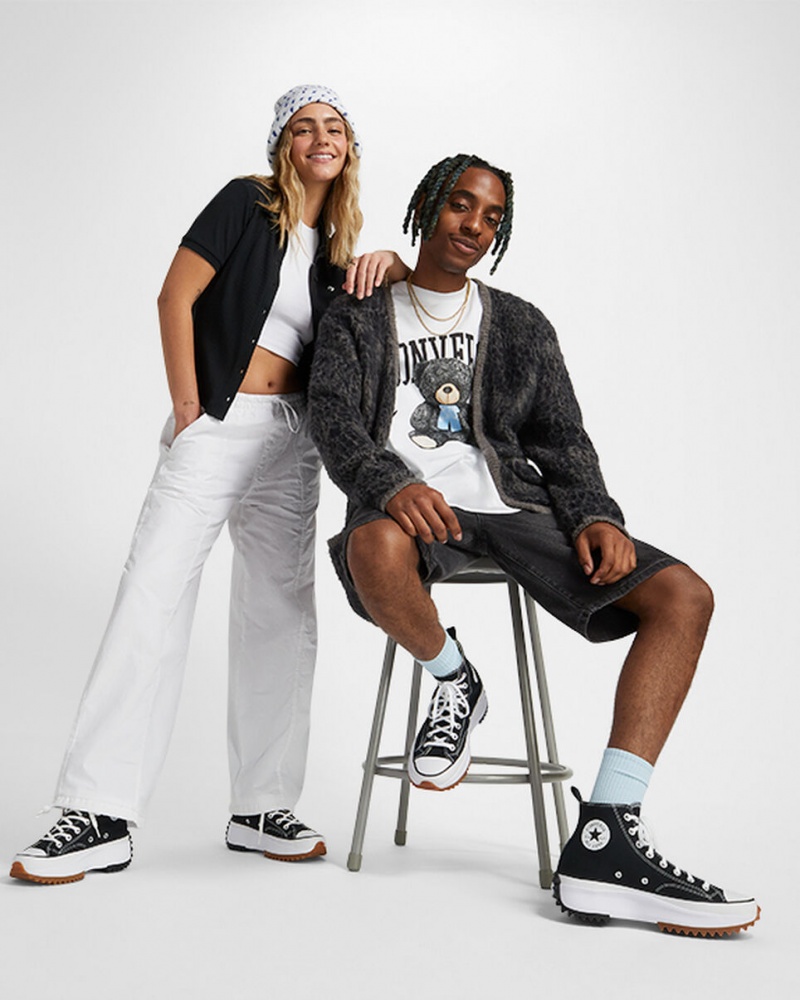 Converse Run Star Hike Plattform Schwarz Weiß | 1289-NGXVB