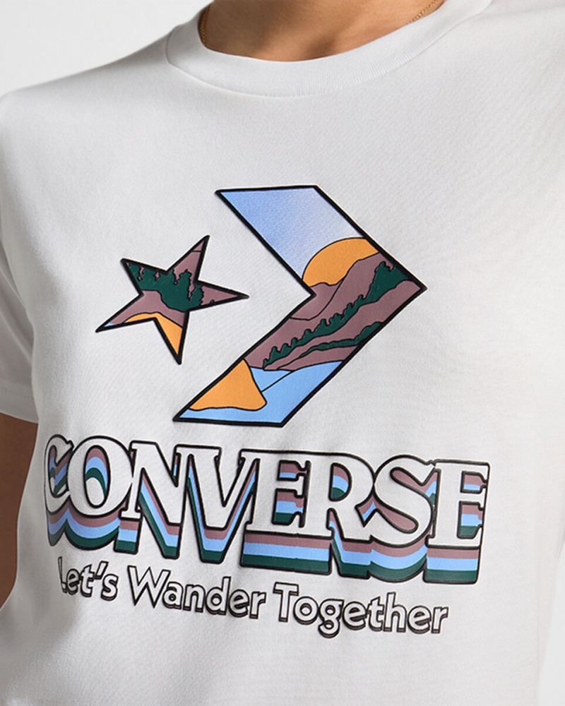 Converse Star Chevron Mountain Graphic T-Shirt Weiß | 7123-OGFDW