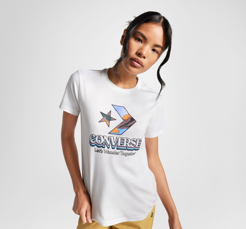 Converse Star Chevron Mountain Graphic T-Shirt Weiß | 7123-OGFDW